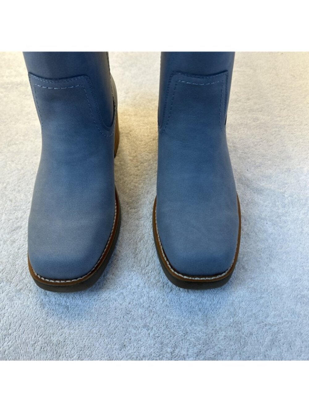 Frye Miranda 14 Riding Boots Knee High Western Dusty Blue Vegan Women Sz 9.5 NEW - Picture 10 of 13